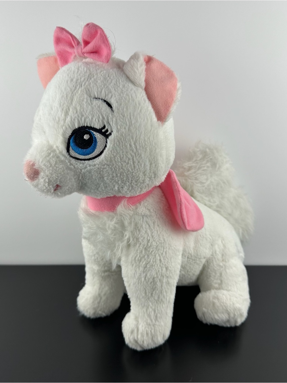 Disney Aristocats Marie White Kitty Cat 13” Pink Bow Embroidered Blue Eyes Plush